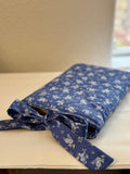 Handmade Quilted Book Sleeve with Bow-Blue Floral