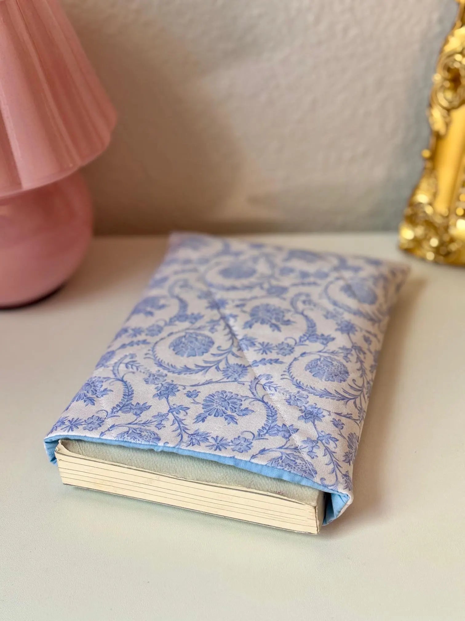 Handmade Quilted Book Sleeve-Victorian Blue